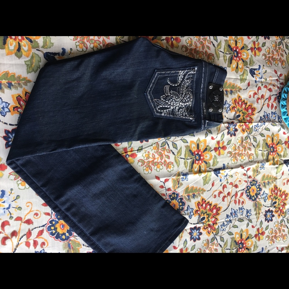 Miss Me ,dark wash jeans ,Rhinestone embellished